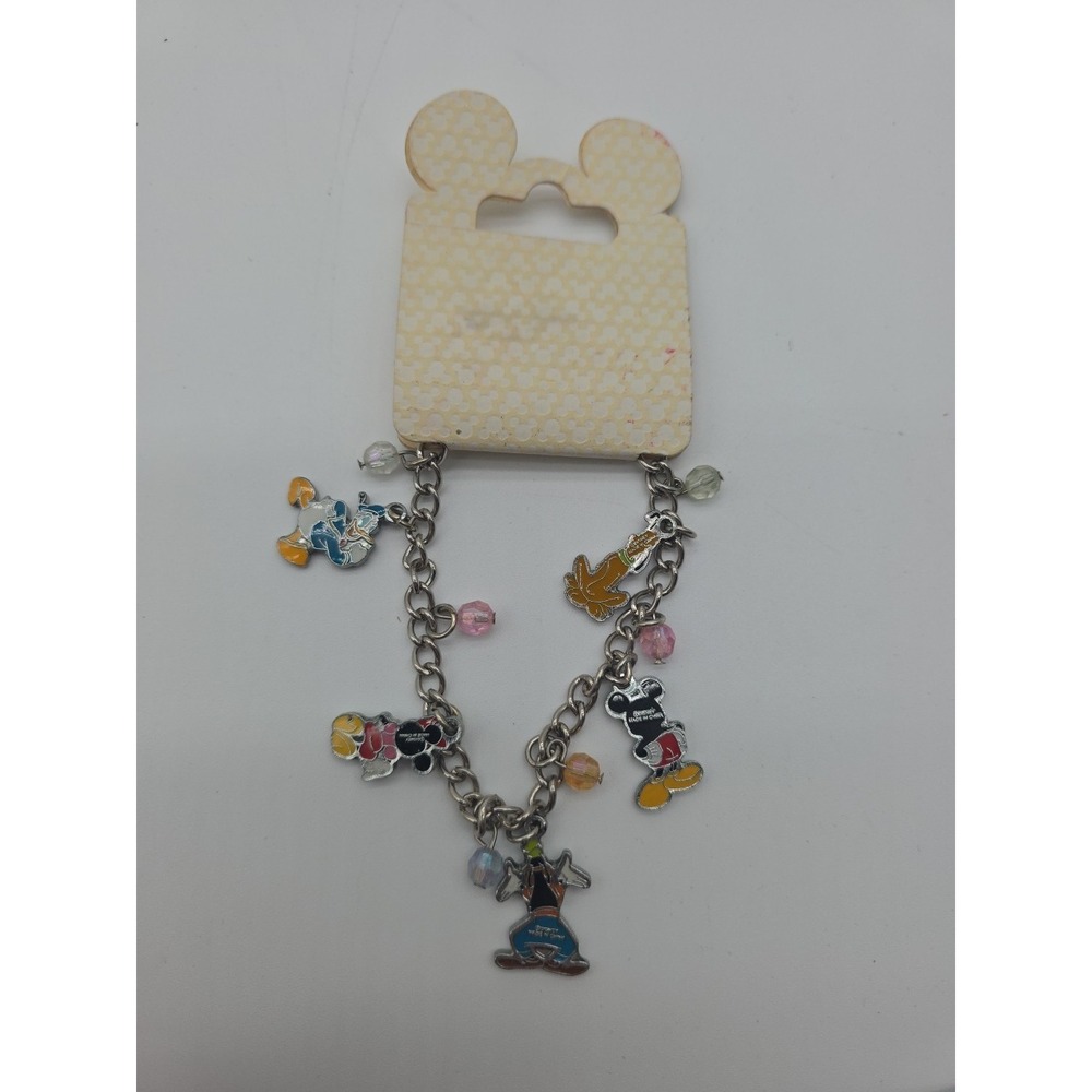 Disney Tinkerbell 5 Charms Bracelet Silver Tone New‎ In Package Vtg Mickey Goofy